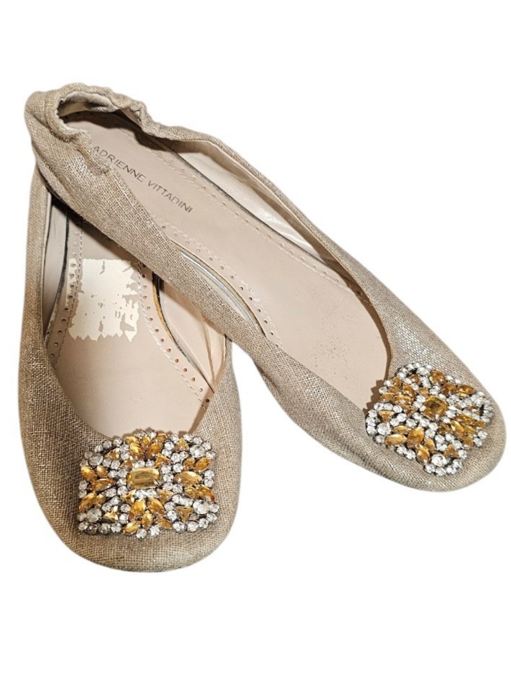 Adrienne Vittadini Gold Ballerina Flats In Size 9m